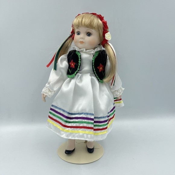 Royalton Porcelain Doll 1998 Wanda Storybook Doll Hand Painted Poland 10 Inches - Picture 14 of 16